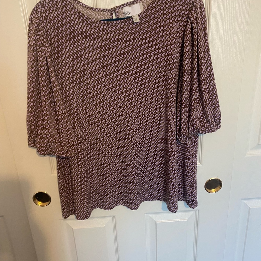 Nordstrom Rack Elegant Women's Blouse in Pink and Brown Polka Dot Size 1X